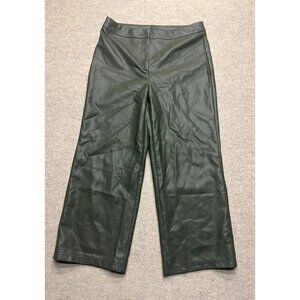 Bagatelle Collection Green Vegan Leather Wide Leg High Rise Women's Pants Medium